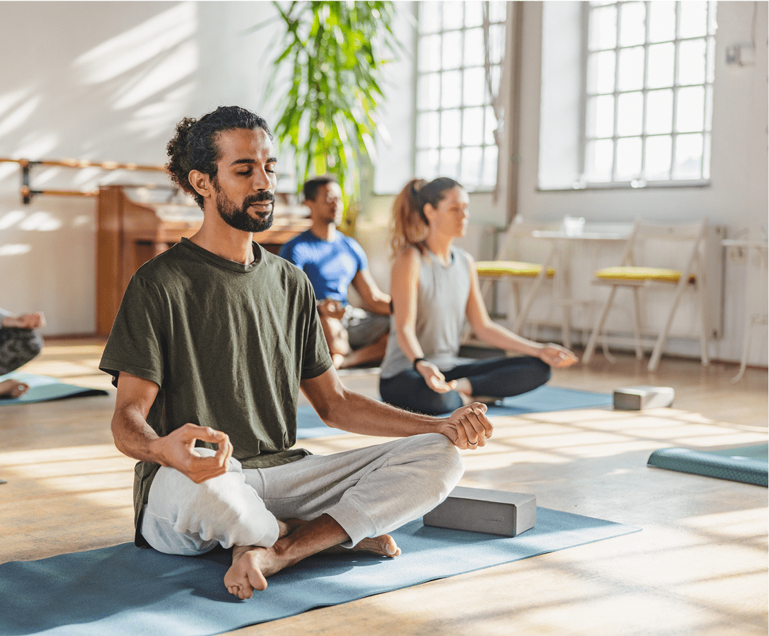 Yoga session with diverse participants